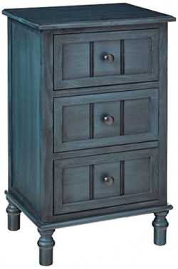 Decor Therapy Simplify Three Drawer Accent table, 15.75 in x 11.8 in x 25 in, Antique Navy