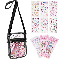 Arts and Crafts Kits for Kids Girls Ages 4 5 6 7 8, DIY Clear Crossbody Bag for Girls 9 10 11 12 Year Old Birthday Gifts for Kids Fun Girl Gift with Cute Stickers
