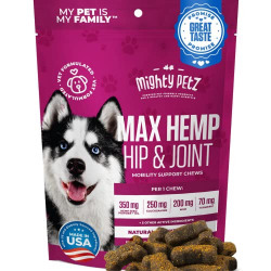 Mighty Petz MAX Hemp Glucosamine for Dogs - 10-in-1 Vet Formulated Hip & Joint Chews with Hemp Seed Oil + MSM + Chondroitin + Turmeric. Advanced Support Supplement, Vitamins & Omega 3 Pain Relief