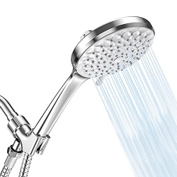 Shower Head with Handheld High Pressure with Hose - YEAUPE Detachable Shower Heads 6 Spray Settings, Built-in Power Wash to Clean Tub, Tile & Pets, Bracket, Rubber Washers, 59 Inch Hose