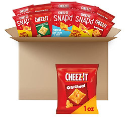 Cheez-It Baked Snack Cheese Crackers, 4 Flavor Variety Pack, School Lunch Snacks, Single Serve Bag 1 Ounce (Pack of 42)