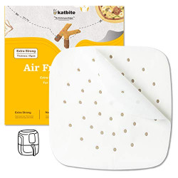 Katbite 8.5 Inch Air Fryer Parchment Paper Liners, 120Pcs Perforated Parchment Paper Sheets, Heavy Duty and Non-stick Squares for Air Fryer, Steaming Basket, Bamboo Steamer, Cake Pans