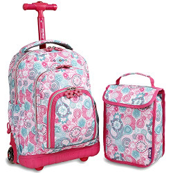 J World New York Kids' Lollipop Rolling Backpack & Lunch Bag Set, Blue Raspberry, One Size