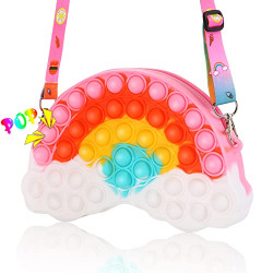 Woosir Girl Birthday Gifts Pop Purse for Girls Toys Rainbow Crossbody Purse Bag Party Favors Gifts for Women Kids 2-8 Years Old