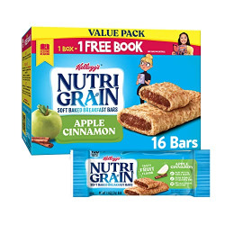 Nutri-Grain Soft Baked Breakfast Bars, Made with Whole Grains, Kids Snacks, Value Pack, Apple Cinnamon, 20.8oz Box 16 Count (Pack of 3)