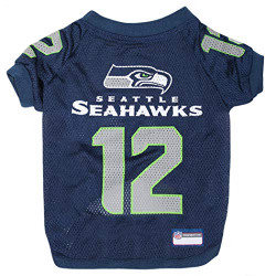 NFL Seattle Seahawks Jersey for Pets. - Seattle Seahawks Raglan Jersey 12th Man - X-Small. Cutest Football Jersey for Dogs & Cats