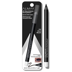 Gel Eyeliner by Almay, Waterproof, Fade-Proof Eye Makeup, Easy-to-Sharpen Liner Pencil, 110 Rich Black, 0.028 Oz