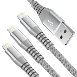 3 Pack 10FT iPhone Charger Cable [Apple Mfi-Certified] Lightning Cable Nylon Braided High Speed USB Fast Charging Cord Compatible with iPhone 13 Pro Max/12/11 Pro/XS/XR/X/8/7/6/iPad(Grey White)