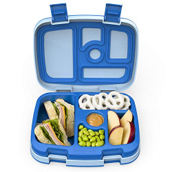 Bentgo Kids Leak-Proof, 5-Compartment Bento-Style Kids Lunch Box - Ideal Portion Sizes for Ages 3 to 7, BPA-Free, Dishwasher Safe, Food-Safe Materials (Blue)