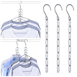 DTICON Hangers Space Saving, Metal Chain Clothes Hanger Organizer with 8 Slots, Magic Foldable Multiple Hangers in One, Collapsible Vertical Space Saver Hangers for Closet Organizer (Pack of 6)