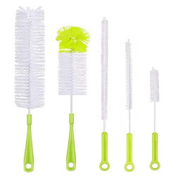 5Pcs Bottle Cleaning Brush Set-Long Handle Water Bottle Cleaner Brush for Washing Wine Decanter,Beer Bottle,Baby Bottles,Include Sports Water Bottles|Straw Brush|Kettle Spout|Lid Brush|Thermos