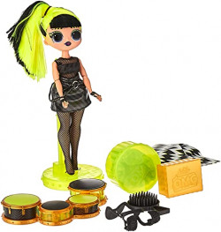 LOL Surprise OMG Remix Rock Bhad Gurl Fashion Doll with 15 Surprises Including Drums, Outfit, Shoes, Stand, Lyric Magazine, and Record Player Playset -Toys for Girls Boys Ages 4 5 6 7+,Multicolor
