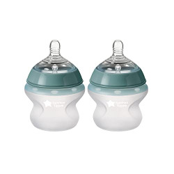 Tommee Tippee Closer to Nature Soft Feel Silicone Baby Bottle, Slow Flow Breast-Like Nipple with Anti-Colic Valve, Stain and Odor Resistant, 5oz, 2 Count