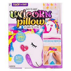 Made By Me Make Pillow by Horizon Group USA, Unicorn Shaped DIY Decorative Pillow. Fiberfill, Glitter Stickers & Rainbow Fleece Strips Included. No Sewing Needed, 1 Count (Pack of 1), Multicolor