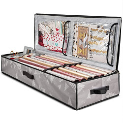 BoxLegend Christmas Wrapping Paper Storage Organizer Bag with Pocket (Grey)