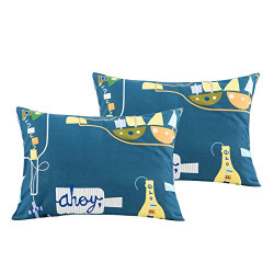 Sivio Toddler Pillowcases Ultra Soft 100% Cotton Bedding Pillow Case Cover for Child Drift Bottles Blue 14 x19  for 13 x18 ,12 x16  Pillow-2 Pack