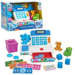 Just Play Blue's Clues & You! Present Store Cash Register, 16-Piece Pretend Play Set with Lights and Sounds
