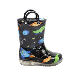Jiessealy Kids Rain Boots, Toddler Boys & Girls Rain Boots Waterproof Printed Light Up Rain Boots