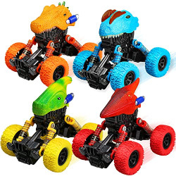 Dinosaur Toys for Kids 3-5, 4 Pack Pull Back Cars for 3 4 5 6 7 Year Old Boys Girls Kids Toy Dino Monster Trucks for Toddlers Christmas Birthday Gifts