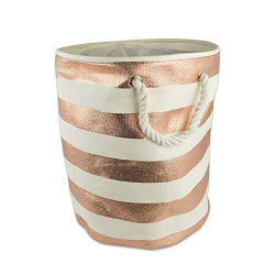 DII Stripe Woven Paper, Collapsible Laundry Hamper/Storage Basket, Small Round, 13.75x12, Copper Stripe