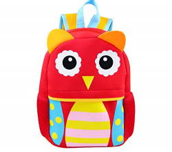 Owl Backpack for Toddler, Boys, Girls, Kids by FENRICI, Ages 2-4, Preschool Backpack for Kids, 12 inch - Mesh Side Pockets, Non-Toxic Neoprene, Red