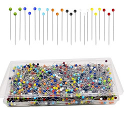 Urmspst Sewing Pins, 600PCS Straight Pins 1.5 in Quilting Pins with Colored Ball Glass Head for Fabric, Jewelry DIY, Craft and Sewing Project(Corlorful)