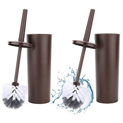 Toilet Bowl Brush and Holder,2 Pack Toilet Brush for Bathroom Deep Cleaning,Bronze Plastic Toilet Brush Holder Set