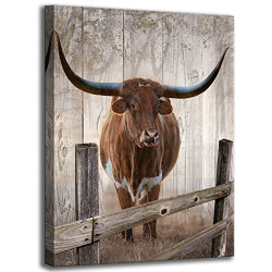 Wall Art Texas Longhorn Posters & Prints for Bedroom,Pictures|Rustic Wall Art Country Decor for the Home,Western Decor for Living Room Bathroom Decor Wall Art 11.5x15 inches