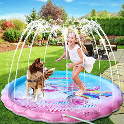72  Unicorn Splash Pad - Sprinkler for Kids Toddlers Outdoor Summer Water Toys, Kiddie Baby Inflatable Wading Swimming Pool - Splash Pad Water Pad Play Mat for Boys GirlsOutside Play