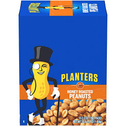PLANTERS Honey Roasted Peanuts, 2.5 Ounce - 15 Count (Pack of 1) - Roasted with Honey and Sea Salt - Active Lifestyle Snacks, Movie Snacks and School Snacks - Kosher Peanuts