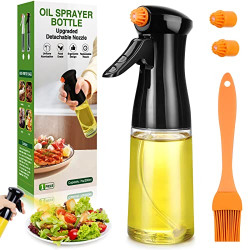 Oil Sprayer for Cooking, Upgraded Olive Oil Sprayer Bottle, Air Fryer Accessories, Oil Mister for Air Fryer, 7oz/200ml Oil Vinegar Spritzer, Kitchen Gadgets for Salad, BBQ, Roasting (Black)