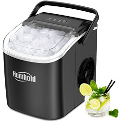 Humhold Portable Ice Makers Countertop, 9 Bullet Ice Cubes Ready in 8 Mins, 26Lbs/24H Ice Maker Machine with Handle, Transparent Window, Self-Cleaning Ice Cube Maker for Home/Office/Camping/RV