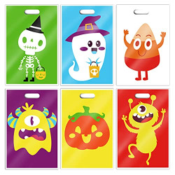 LOMIMOS 24pcs Halloween Treat Bags, Plastic Candy Tote Bags for Kids Trick or Treat Halloween Party Supply