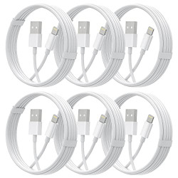 6Pack Apple Charging Cord 6ft, [MFi Certified] iPhone Charger 6 feet, Long Lightning Cable 6 Foot for iPhone 13/12/11/Pro/Max/SE/X/XS Max/XR/8/8Plus/iPad/iPod(White)