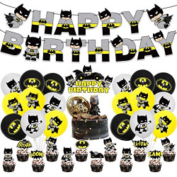 Birthday Party Supplies, Theme Birthday Party Decorations, Includes Splash Cupcake Toppers Banner Latex Balloons, Superhero Theme for Birthday Party
