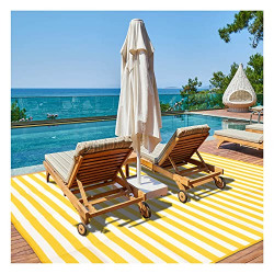 Reversible Striped Outdoor Rugs for Patio Decor 6' x 9' Waterproof Large Area Rug Plastic Straw Portable Outdoor Carpet Floor Mats for RV Camping Deck Picnic Beach Backyard Indoor Doormat Yellow69