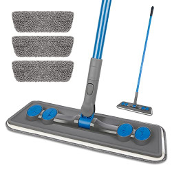 Microfiber Mops for Floor Cleaning - FORSPEEDER Dust Mop for Hardwood Floors Flat Floor Mop for Wood Floors Laminate Tile Vinyl, Wet Dry Mop with 3 Washable Chenille Pads and Extendable Long Handle
