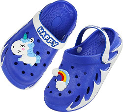 Boys Girls Classic Graphic Garden Clogs Slip on Water Shoes Outdoor Beach Slippers Size 5.5 M 6 M 6.5 M US Dark Blue Toddler