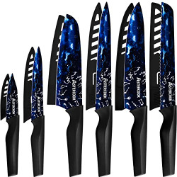 Knife Set, 12-Piece Constellation Kitchen Knife Set with Sheaths, 6 Knives with 6 Blade Guards, Dishwasher Safe