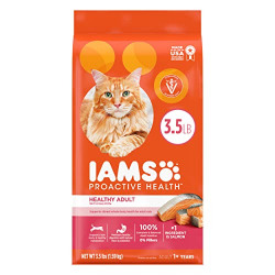 IAMS PROACTIVE HEALTH Adult Healthy Dry Cat Food with Salmon Cat Kibble, 3.5 lb. Bag