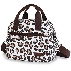 CranEden Reusable Insulated Lunch Bag - for Women Girl Adult, Lunch Tote Bag for Work, Picnic, School or Travel (Leopard)