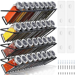 Spice Rack, Spice Organizer Wall Mount 4 Pack with Traceless Adhesive, ORDORA Spice Rack Organizer for Cabinet, Pantry Organizer, Seasoning Organizer, Space Saving Wall Organizer, Hanging Spice Shelf