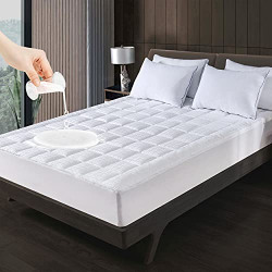 Mattress Pad Cover King/Cal King Size Cooling Mattress Topper Pillow Top Cotton Upper Layer with Polyester Fill Quilted Fitted Mattress Protector 8 -21  Deep Pocket.