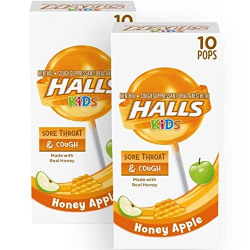 HALLS KIDS Sore Throat & Cough Pops - 10 Individually wrapped pops (2 pack)