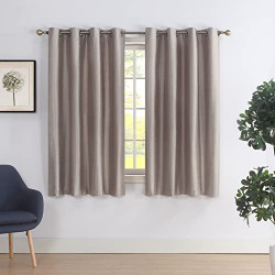 DearL%k Taupe Faux Silk 100% Blackout Curtains, Window Treatment Thermal Insulated Drapes for Living Room, Bedroom, Grommet Top (54 x 63, 2 Panels)