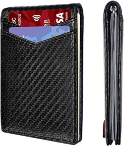 HEMETR Men's Slim Wallet with Removable Money Clip, Front Pocket RFID Blocking Minimalist Wallet Bifold Credit Card Holder for Men