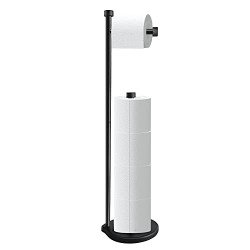 Toilet Paper Holder Stand for Bathroom Black Tissue Roll Dispenser Free Standing with Reserve Storage for 5 Mega Rolls