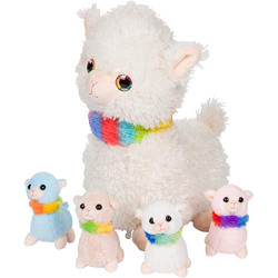 Snugababies Llama Stuffed Animals for Girls Ages 3 4 5 6 7 8 Years; Stuffed Llama with 4 Baby Llamas in her Tummy; Toy Pillows for Girls