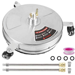 Twinkle Star 15  Pressure Washer Surface Cleaner with 3 Wheels, Stainless Steel Housing & 1/4  Quick Connector, Power Washer Attachment with 2 Extension Wand, 2 Replacement Nozzles, 4000 PSI