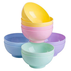 Honla 20 oz Kids Bowls,Set of 10 Small Plastic Bowls for Kids Snacks,Reusable and Unbreakable Children Cereal Bowls in 5 Assorted Colors